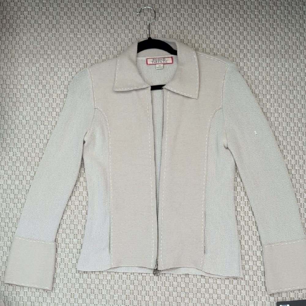 Beyond Threads Retro Collared Zip Cardigan Sz xs Alpaca And Wool